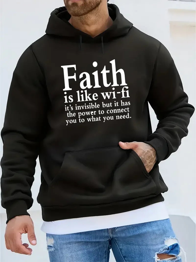 FAITH - Printed men's high-quality casual hoodie