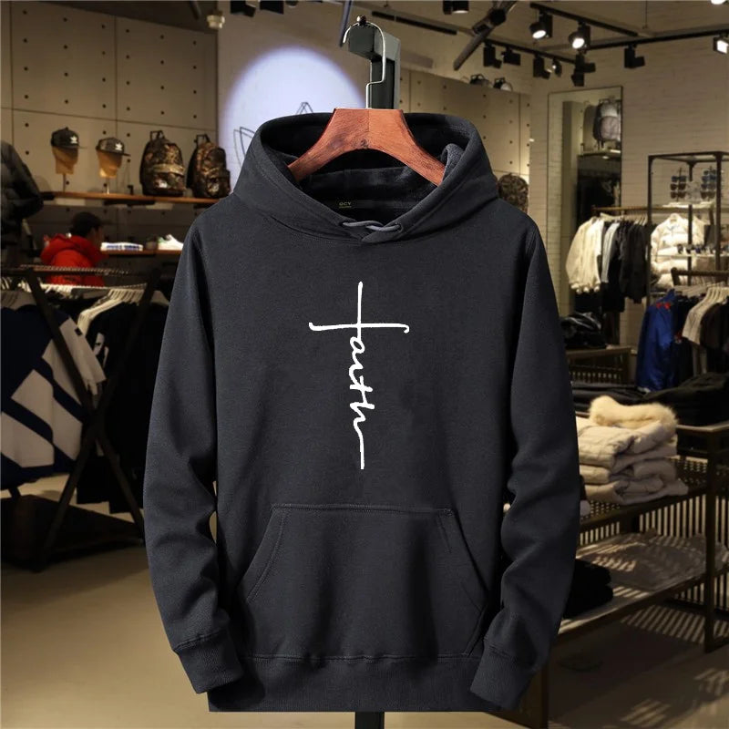 Fashionable Faith Printed Sports Hooded Sweatshirt