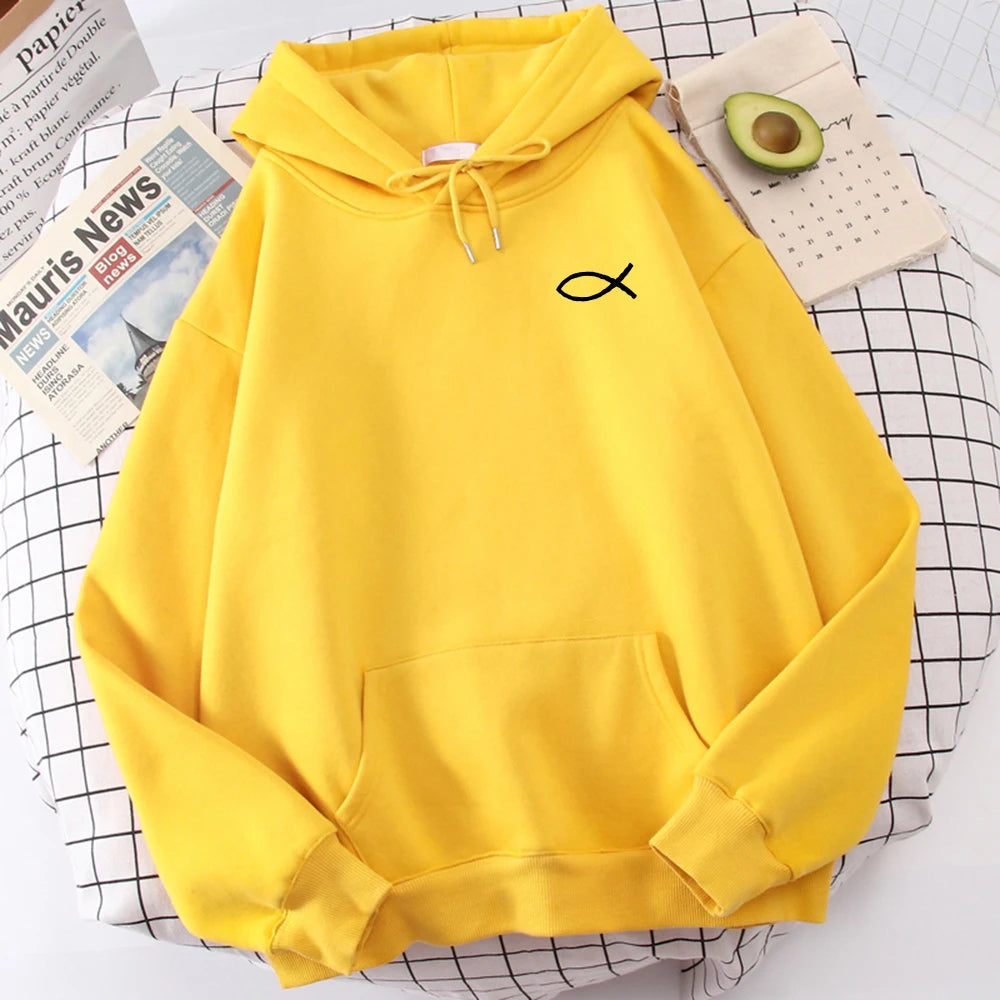 Christian Jesus Fish Print Sweatshirt Hoodie