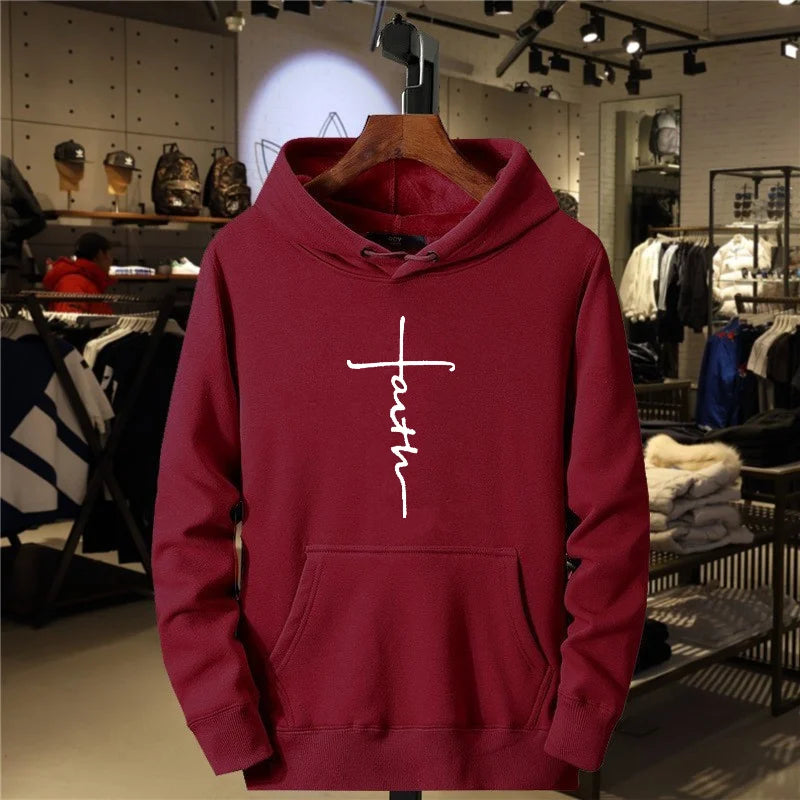 Fashionable Faith Printed Sports Hooded Sweatshirt