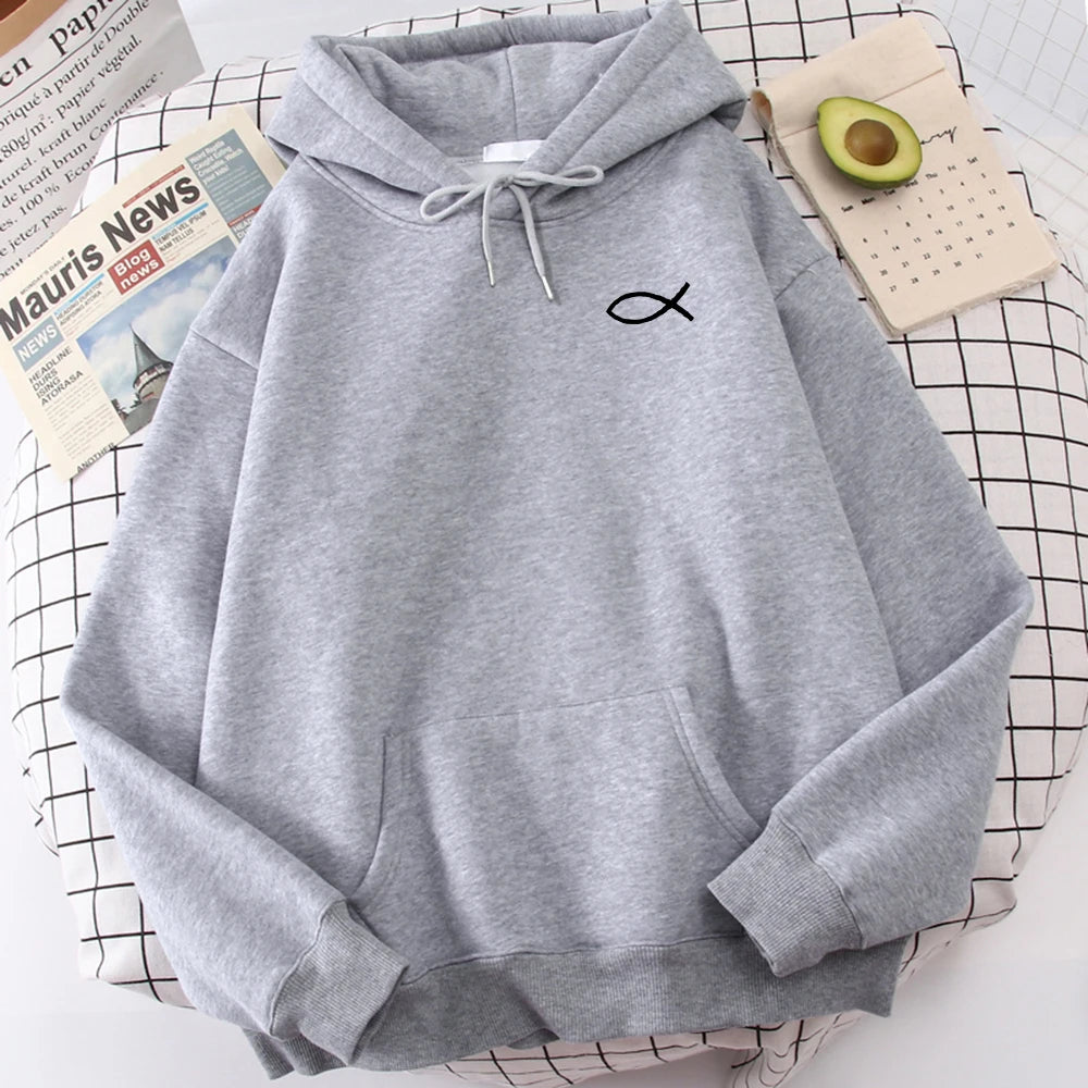 Christian Jesus Fish Print Sweatshirt Hoodie