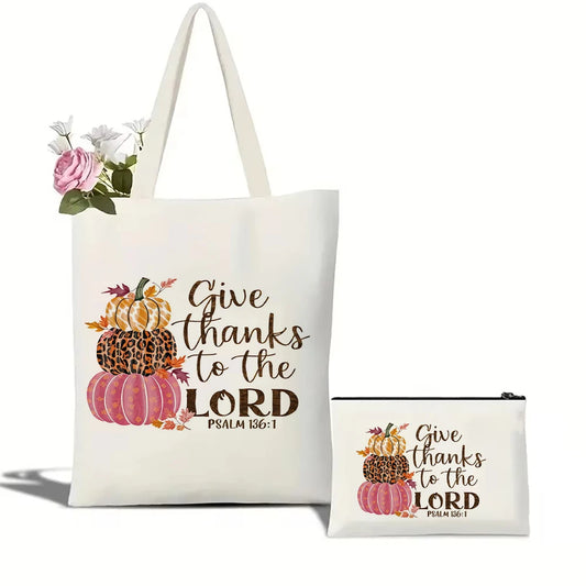 Retro Give Thanks Tote Bag