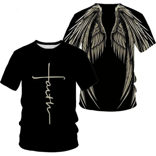 Fashion Jesus Cross Pattern T Shirt