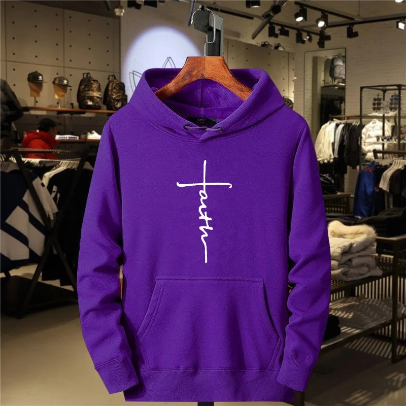 Fashionable Faith Printed Sports Hooded Sweatshirt