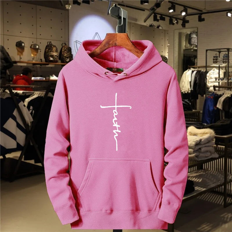 Fashionable Faith Printed Sports Hooded Sweatshirt