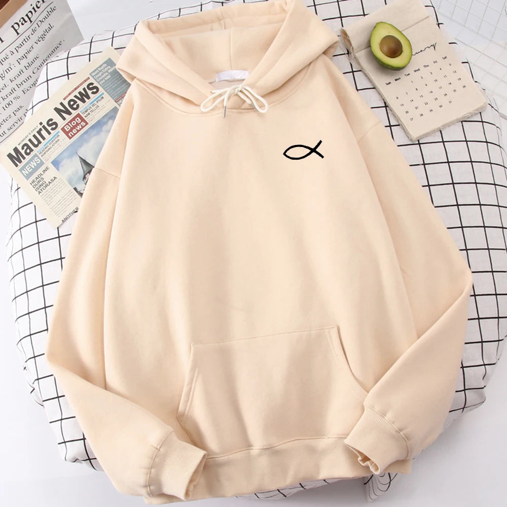 Christian Jesus Fish Print Sweatshirt Hoodie