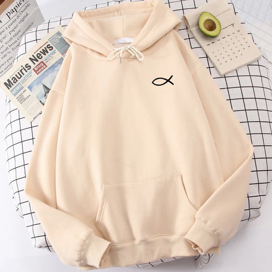 Christian Jesus Fish Print Sweatshirt Hoodie
